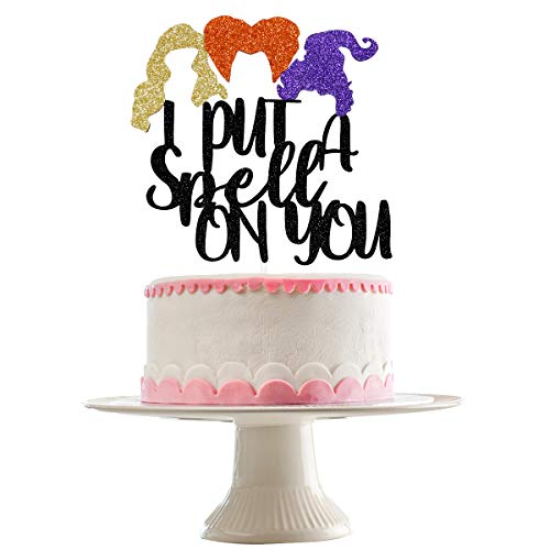 I Put A Spell On You Cake Topper Black Glitter- Hocus Pocus Cake Topper, Hocus Pocus Cake Decorations,Halloween Cake Decorations,Halloween Party Decorations #TOP16