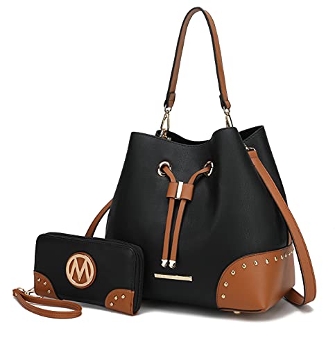 Image of MKF Collection Women's Bucket Bag With Wristlet Wallet, Vegan Leather Hobo Bag Handbag Set Crossbody Bag by Mia K