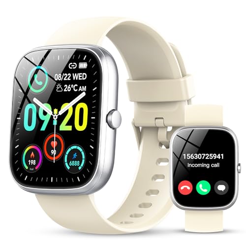 Smartwatch Uomo Donna,1.91' Orologio Smartwatch,con Effettua/Risposta Chiamate,100+modalità Sportive con Sonno/Cardiofrequenzimetro,SpO2,Fitness Tracker,Contapassi,IP68 Impermeabile Smart Watch,Bianco