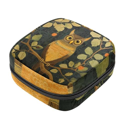 Sacchetto di immagazzinaggio del tovagliolo sanitario,Borsa mestruale,Branch Cute Owl,Sacchetti sanitari per prodotti femminili