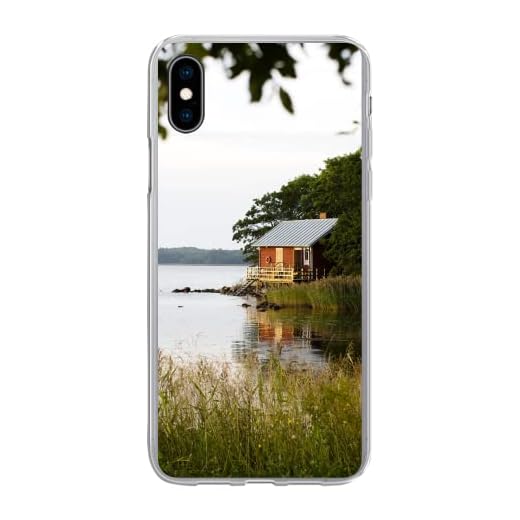 Fodral för iPhone Xs - Litet hus vid en sjö i Finland - Silikon/Softcase mobilskal