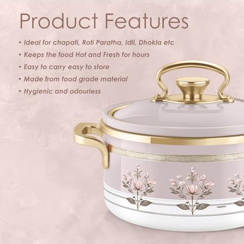 Image of Nayasa Rachel Casserole- Big Set of 3, 1000, 1500, 2000 ML | BPA Free | Food Grade | Easy to Carry | Easy to Store | Hot Pot for Kitchen | Roti Box | Pink