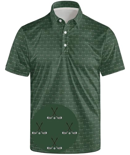 Polo golf homme impression drôle manches courtes vert