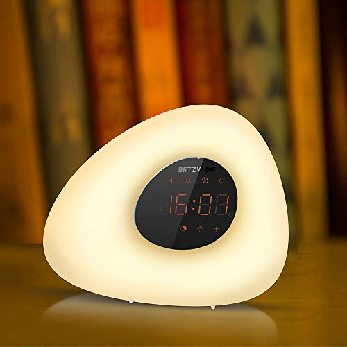 Lichtwecker, BlitzWolf Wake Up Licht Wecker mit Sonnenaufgang Sonnenuntergang Simulation Wecker, 10 natürlichen Sounds, RGB-Farbe, Snooze Funktion, 10 Helligkeit für Schlafzimmer(Upgrade Version)