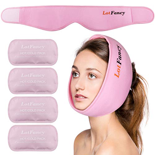 LotFancy Face Ice Pack for Jaw, Head and Chin, Adjustable Hot Cold Therapy Wrap for TMJ TMD Pain, Wisdom Teeth, Oral Facial Surgery