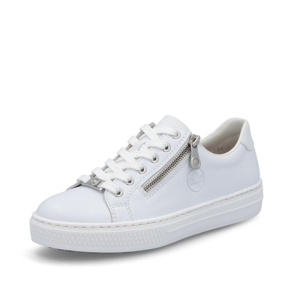 Rieker Femme Chaussures à Lacets L59L1, Dame Chaussures Confortables,​Chaussure Basse Confort,​Lacets,​Confortable,​Blanc (Weiss / 83),​42 EU / 8 UK