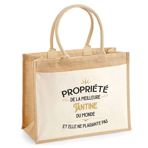 Cabas jute Meilleure Tantine - Grand sac de shopping Planetee pour femme
