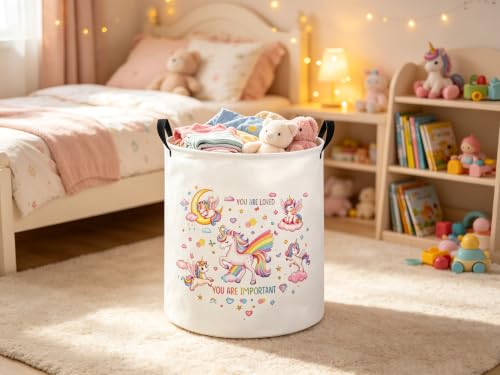 Image of Baby Laundry Hamper kids laundry Basket Waterproof Laundry Bag for Bedroom Clothes Organizer Room Decor(Unicorn)