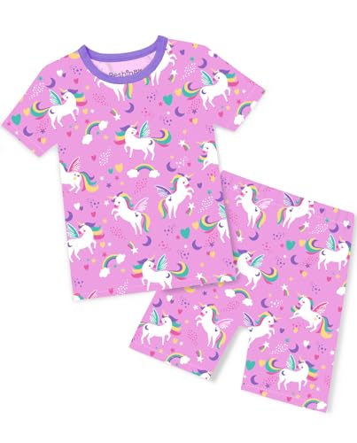 babee Reshinee Toddler Girls Summer Short Sleeve Pajamas Kids Pjs 4-5T Unicorn Mermaid 2pcs