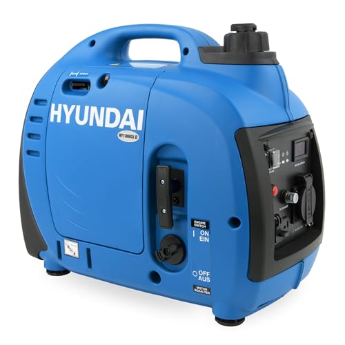 HYUNDAI Inverter Stromgenerator HY1000Si D, mobiler Notstrom-Generator, Notstromaggregat, 1 kW Stromerzeuger, Benzin Stromaggregat, leise und leicht HYUNDAI Inverter Stromgenerator HY1000Si D, mobiler Notstrom-Generator, Notstromaggregat, 1 kW Stromerzeuger, Benzin Stromaggregat, leise und leicht