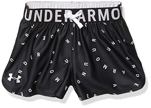 Under Armour Girls' Play Up Printed Workout Gym Shorts , Black (002)/Metallic Silver , Youth Medium