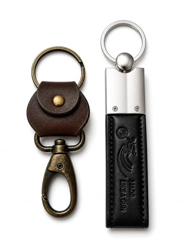 Image of Leather Strap Keychain, Embossed Logo Design, Durable Premium Key Ring for Bike Lovers & Gift Use