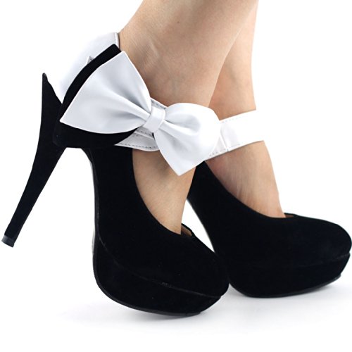 SHOW STORY Sexy Ladies Bow Ankle Strap Stiletto Platform Pumps Shoes,LF304123