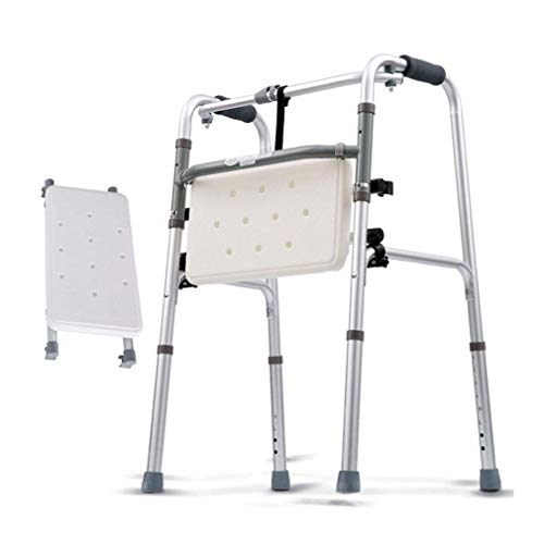 Silla de Ducha Plegable para Personas Mayores geriáts, con Altura Ajustable, Ayuda para la Movilidad, Andador, muleta con Asiento Acolchado. Interesante, Seguro y Feliz.