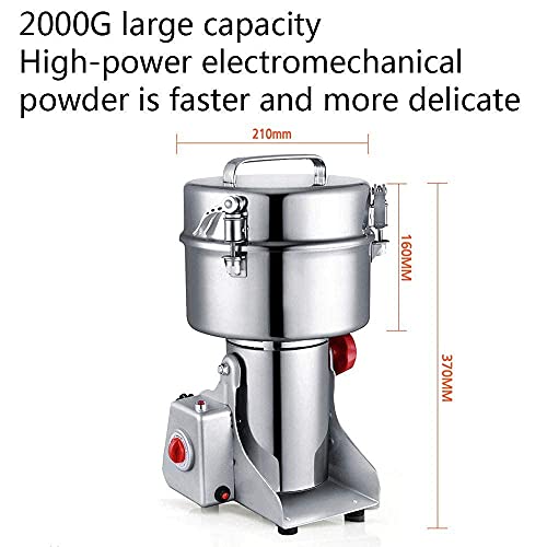 LWHDPW Vollautomatische Kaffeemühle 2000 G elektrische Getreidemühle Schwing-Typ Pulverisator Mahlmaschine kommerzielle… – Bild 4