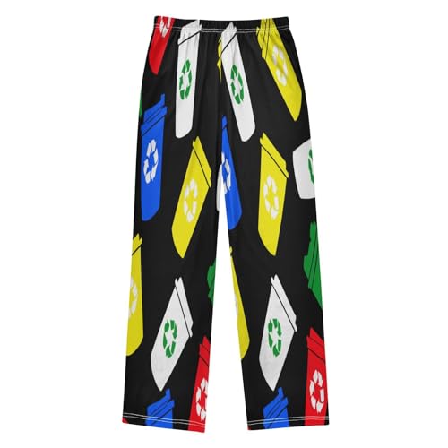 Trash Bin Colorful Pattern Pajama Pants Soft PJ Bottoms Lounge Pants for Sleepwear Sport Size 6-14 Years2