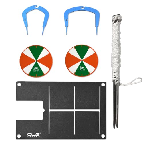 Golf Training Aids Set OLE ANDIGO 1 Golf Putting Plate, 2 Target Holes, 2 Putting Gates,1 Putting String Line,Portable Swing Training Aids,Train Align Eyes Practice (Golf Putting Plate Set)