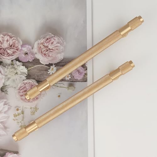 Pexintek 2 Pack Gold Modern Cabinet Handles 128mm Hole Centers Kitchen Bathroom bedrooms Study Furniture Door Vintage Pulls with Screws for Cupboards Drawer Wardrobe Dresser (Golden) - Image 3