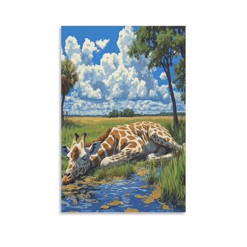 Impression sur toile girafe pour habiller un grand mur vide de chambre