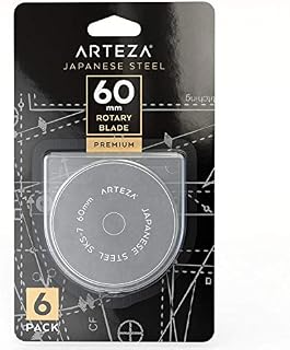 Arteza Rotary Cutter Blades, Pack of 6, 60-mm Blades for Fabric Cutting Wheel, Craft Supplies for Cutting Fabric, Paper, Vinyl, and Leather