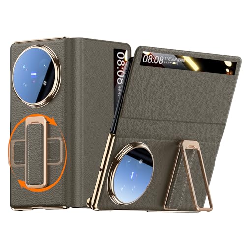 Étui de protection Vivo X Fold 5 chic en cuir marron avec béquille