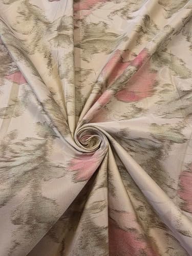 Soie jacquard ombré ivoire 100% taffetas aux motifs floraux roses SNSTAFJAC5