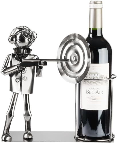 BRUBAKER Porte-Bouteilles de Vin Tireur avec Carabine et Cible - Porte-Bouteilles en Métal Sport de Tir - Cadeau de Vin pour Tireurs Sportifs - 25 cm...