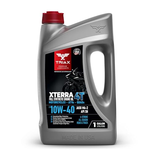 TRIAX XTerra 4T 10W-40 - Full Synthetic Oil, 4-Stroke - Motorcycles, ATVs, Snowmobiles and Quads - Exceeds API SL/SN, JASO MA-2 (1 Gallon)