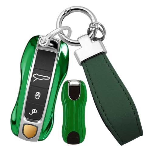 Ysbxitu Smartkey Custodia portachiavi adatta per Porsche Cayenne Panamera 911 971 9YA Macan Boxster Carrera Taycan copertura chiave keyless go protezione chiave auto scatola verde