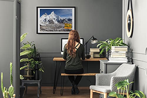 Mont Everest tableau moderne 70x50 cm avec cadre en bois pour salon