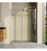 Frameless Shower Door, 62"-66" Wide, 76" High, 3/8" (10mm) Clear Tempered Glass, Noiseless, Water...