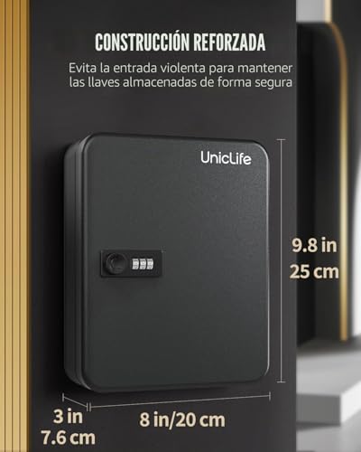 Miniatura 2 de Uniclife Armario Para Llaves De 28 Posiciones Con Cerradura De Combinación Reajustable, Caja De Almacenamiento De Seguridad Digital Negra, Organizador De Llaves De Acero Con Etiquetas Coloridas Para