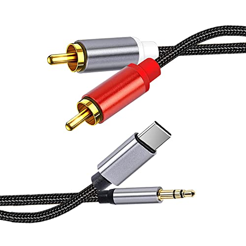 Qunfeng Usb-C/3.5Mm To Rca Audio Cable,2 In1 Usb Type-C/3.5Mm To 2 Male Rca Stereo Jack Y Cable With Dac Chip For Smartphone,Tablet,Hdtv,Mp3 Player,Pc,Laptop(4.6Ft) #TOP30