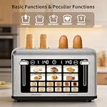 TouchScreen 4 Slice Toaster with Large Digital Display, 1.5" Extra Wide Slots for Bagels & Toast, 6 Shade Settings for Bread, Waffle,Bagel,Muffin, Reheat & Defrost - Stainless Steel