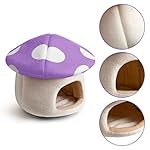 Hollypet Pet Bed Small Animals Bed Dutch Pig Hamster Nest Hedgehog Rat Chinchilla Guinea Habitat Mini House, Purple Mushroom, S - Image 4