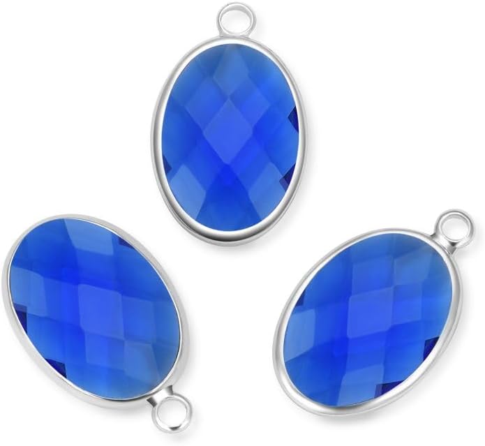 Adabele Grade A 18mm Birthstone Charm Pendant Drops Sterling Silver Plated for Personalized Earrings Bracelet Necklace Anklet Pendant Keychain Craft Jewelry Making