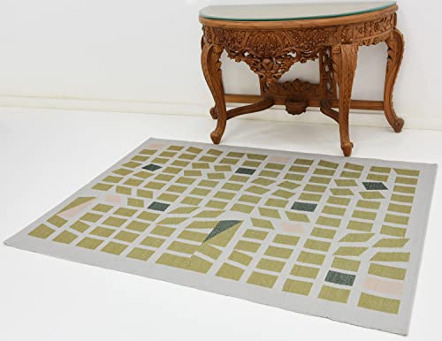 Image of Printed Rug Soft Floor Carpets with Anti Slip Backing for Living Room | Bedroom | Kids Room (Grey Green, 5x7 Feet)