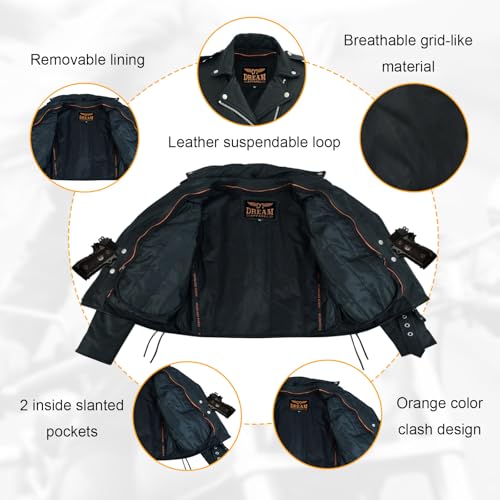 GARGOYLE BELLS Womens Motorcycle Jacket Classic Cowhide Leather Jacket with Lace Sided Leather Biker Coat for Women4