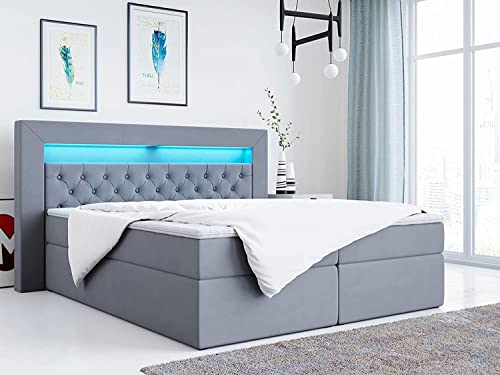 MKS MEBLE Boxspringbett - Doppelbett mit Multipocket-Matratze und Topper -...