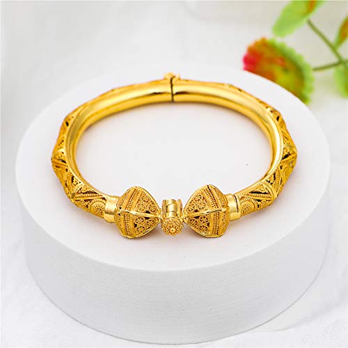 Ethlyn 24K Gold Plated Bangles For Women Large Size Bride Wedding Bracelets Gifts For Ladies #TOP2