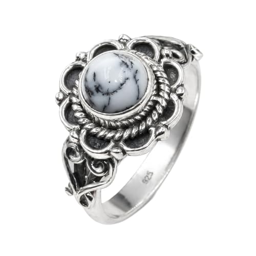 Dendritic Agate 925 Sterling Silver Handmade Boho Stacking Ring Gift Jewelry For Wife Mom (6)