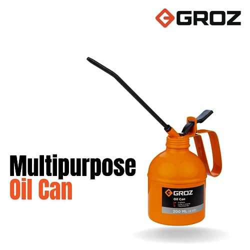 Image of Groz 200ml Oil Can with Spout | Easy Thumb Press Mechanism | Spill Free Oiling | Oil Can for Bikes, Garage, Automotive, Industrial, Home, DIY | V200R