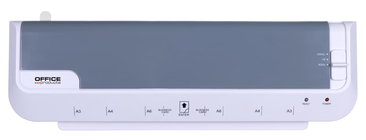 OFFICE PRODUCTS Plastificadora 332/Apto para Documentos A3/Laminadora Térmica Caliente/Velocidad de plastificado: 30cm/min/80 a 125 micrones/Calentamiento Rápido/Blanca/Colegio, Oficina y Hogar