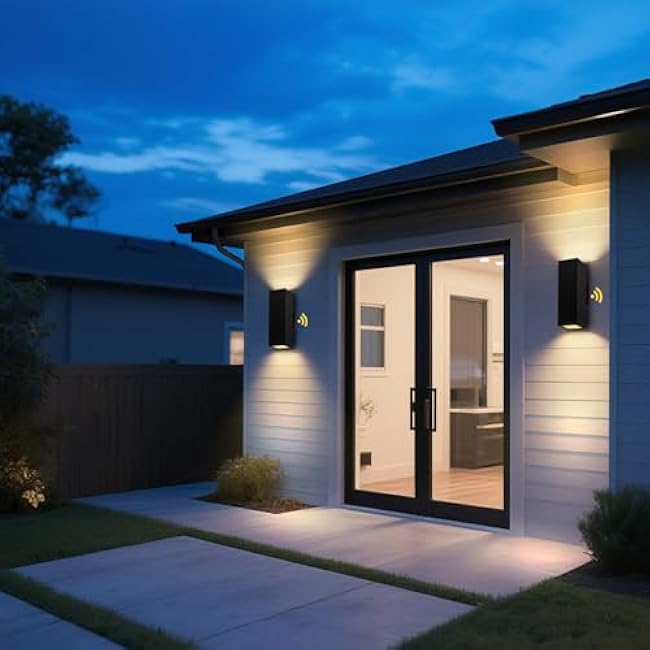 Outdoor Light Fixture Dusk to Dawn 2 Pack, Matte Black Modern Porch Light IP65, 3000K LED Bulbs Exterior Lighting Fixtures Outdoor Wall Lights for House, Garage Front Door