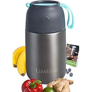 Limes 8® Thermocontainer voor eten, 700 ml, warmhoudcontainer voor gerechten, thermolunchbox van roestvrij staal, voedselcontainer voor babyvoeding, soepen, muesli to go, voedselcontainer