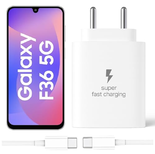 Image of 25W Type-C Charger with Cable Compatible with Samsung-Galaxy F36 5g | Super Fast Charger Adapter for S23 /S24 /S25 /S21Fe /A14 /M17 /M06 /M07 /M05 /F05 /F15 /F06 /M36 /A55 / F17 /A16 /M16 /A56 /A36 /A35 /A34 /A26, White