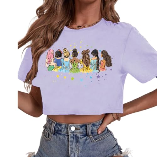 Image of Magical Crop Shirt for Women Magic Kingdom Princess Tshirt Funny Family Vacation Trip Tee Casual Holiday Top