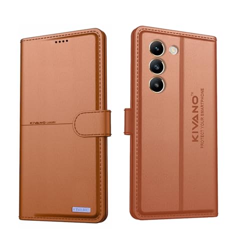 Image of Compatible with Vivo T3 5G / Vivo Y200e 5G Flip Cover | Leather Finish | Inside Pockets & Inbuilt Stand | Shockproof Wallet Style Magnetic Closure Back Cover Case