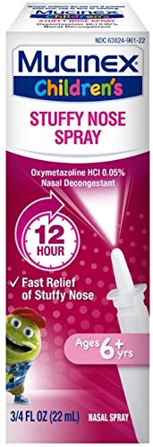 Mucinex Children's Nasal Decongestant Spray for 12 Hour Stuffy Nose Relief, with Oxymetazoline