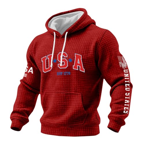 Sudadera con capucha de aniversario de la bandera estadounidense con acabado de abrigo invernal